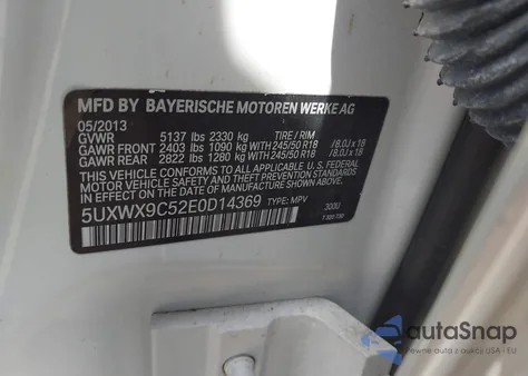 2014 BMW X3 xDrive28I z USA, uszkodzony, nr VIN 5UXWX9C52E0D14369